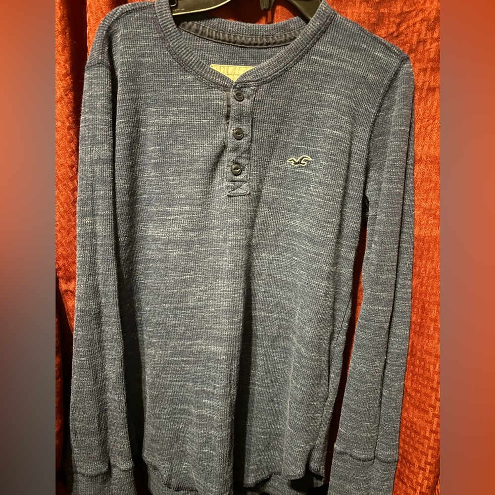 Hollister Navy Textured Henley
